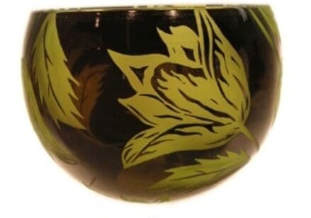 A close up of the leaves on a bowl