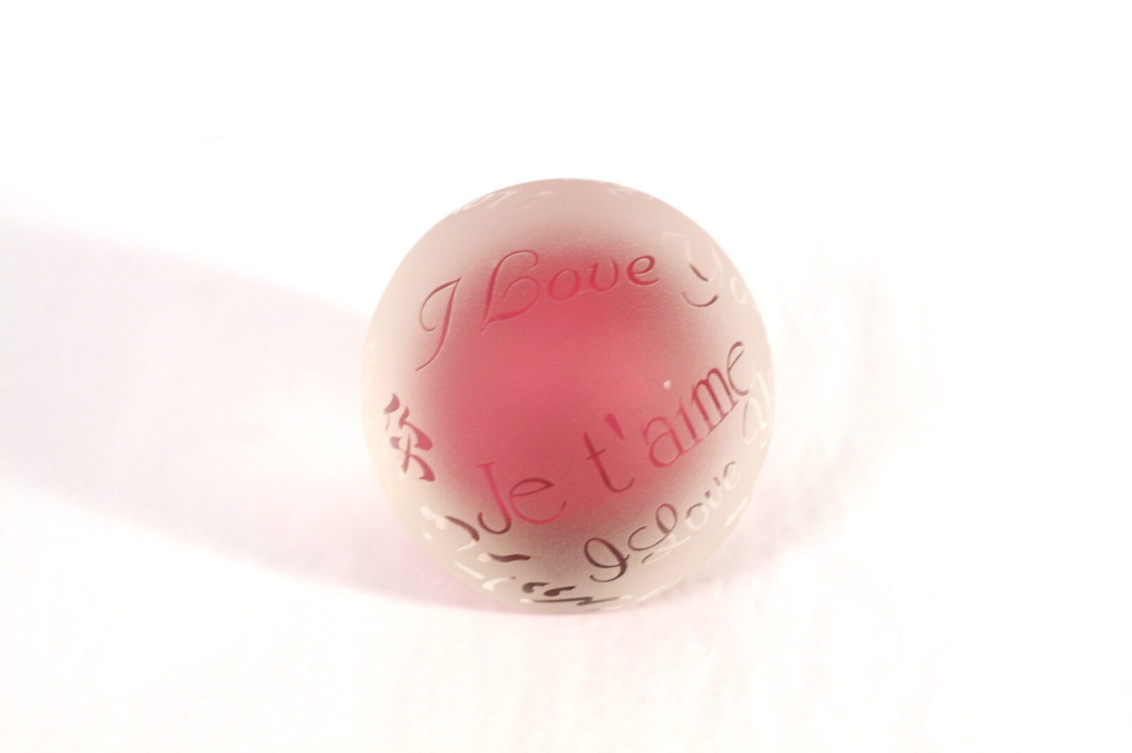 A close up of a ball with the words " i love you ".