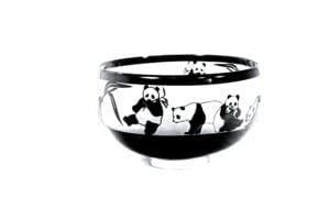 A bowl with pandas on it.