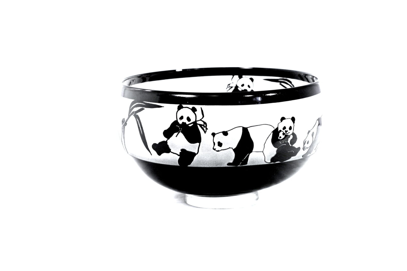 A bowl with pandas on it.