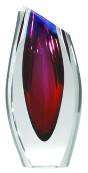 A red and clear vase is shown here.