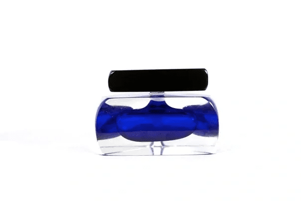 A blue container sitting on top of a table.